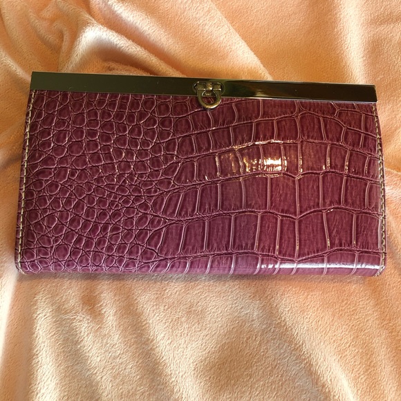 Handbags - Purple Alligator Embossed Clutch Bag